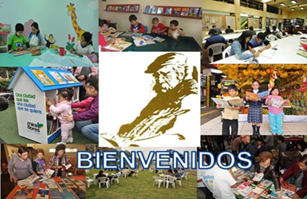 Collage con fotos de locales y servicios que brindan las Bibliotecas Municipales de Miraflores