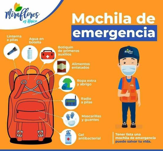 Mochila de emergencia: elemento vital para la supervivencia - Municipalidad  Distrital de MirafloresMunicipalidad Distrital de Miraflores